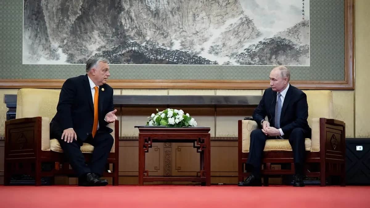 Vladimir Putin and Viktor Orbán at the ‘One Belt, One Road’ forum in Beijing on 17 October 2023. Photo: Facebook / Viktor Orbán
