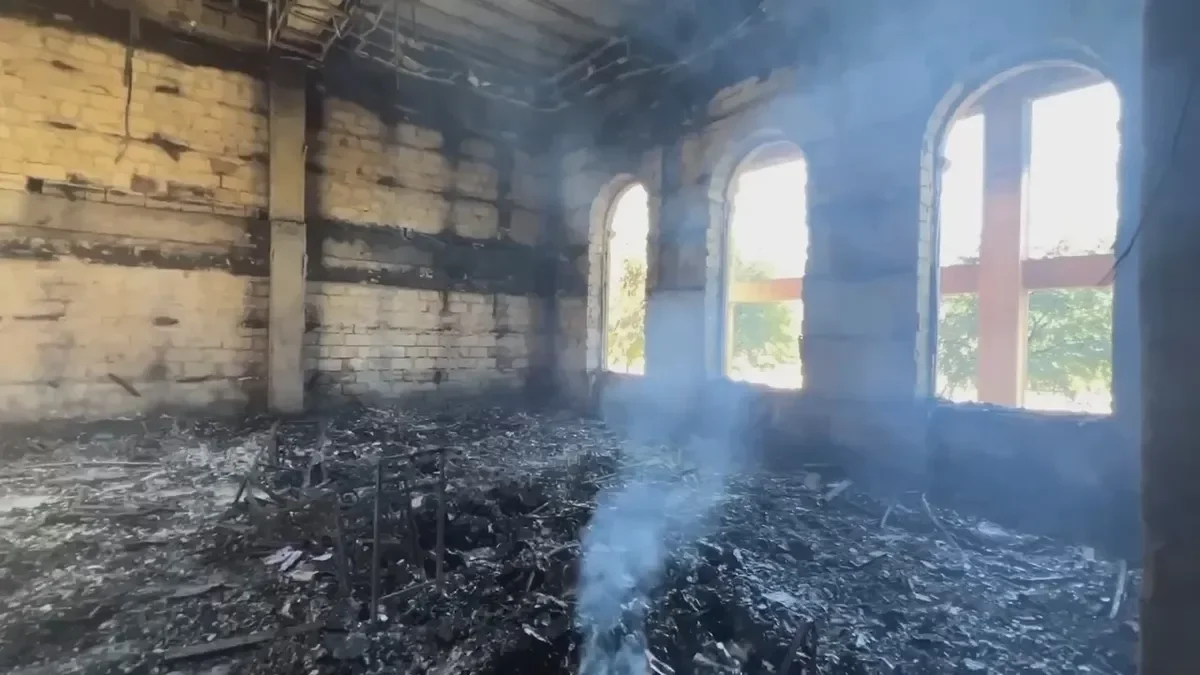 The Kele Numaz synagogue in Derbent after the terrorist attack. Photo: <a href="https://t.me/agiprd/16182" rel="noopener noreferrer" title="https://t.me/agiprd/16182">Head of Dagestan</a> / Telegram