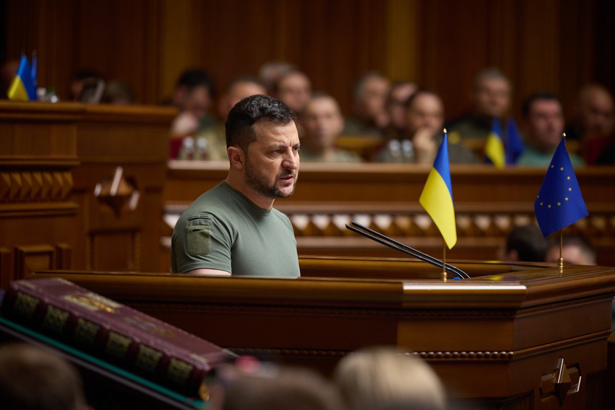 Владимир Зеленский во время выступления в Верховной раде, Киев, 28 июня 2023 года. Фото:  пресс-служба Офиса Президента Украины