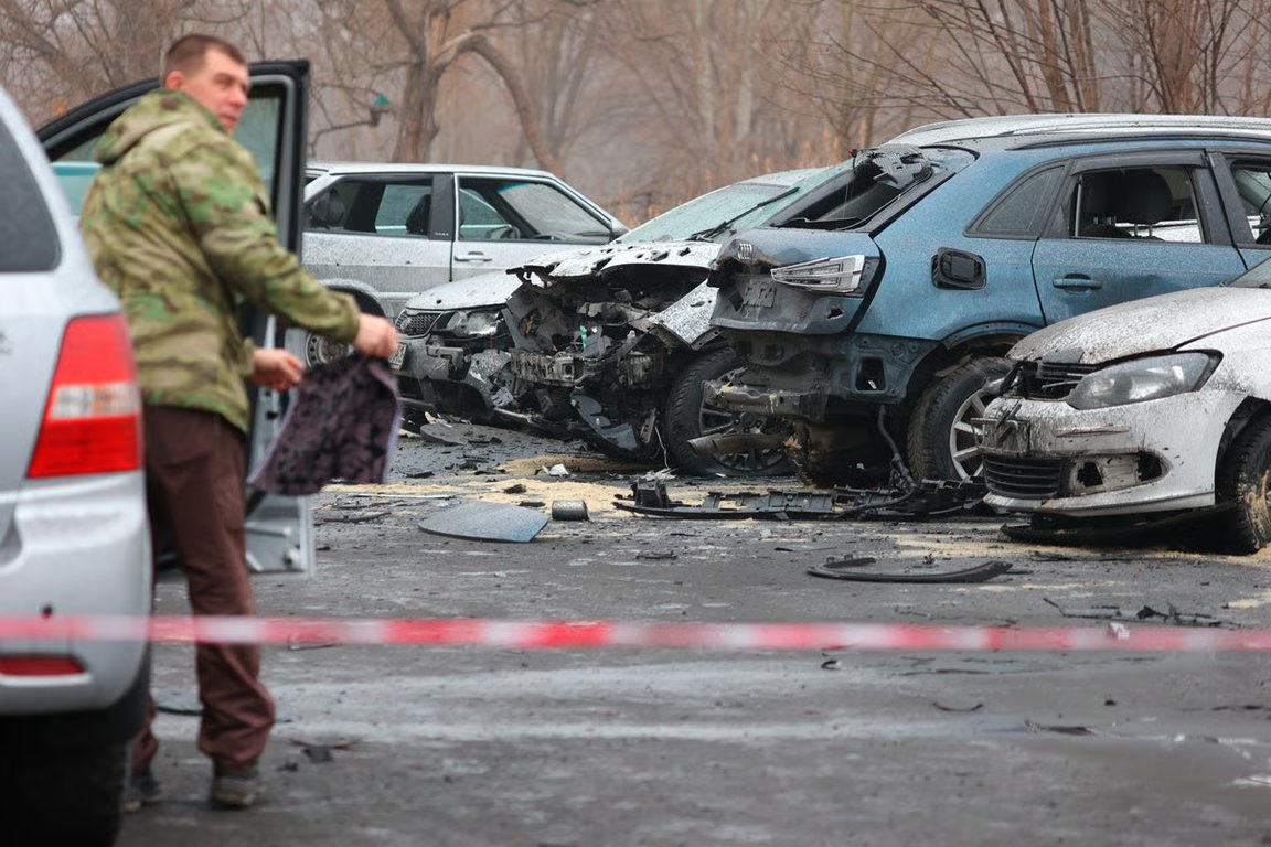The aftermath of shelling in Belgorod, western Russian, 17 March 2024. Photo: Emil Leegunov / Anadolu / Vida Press